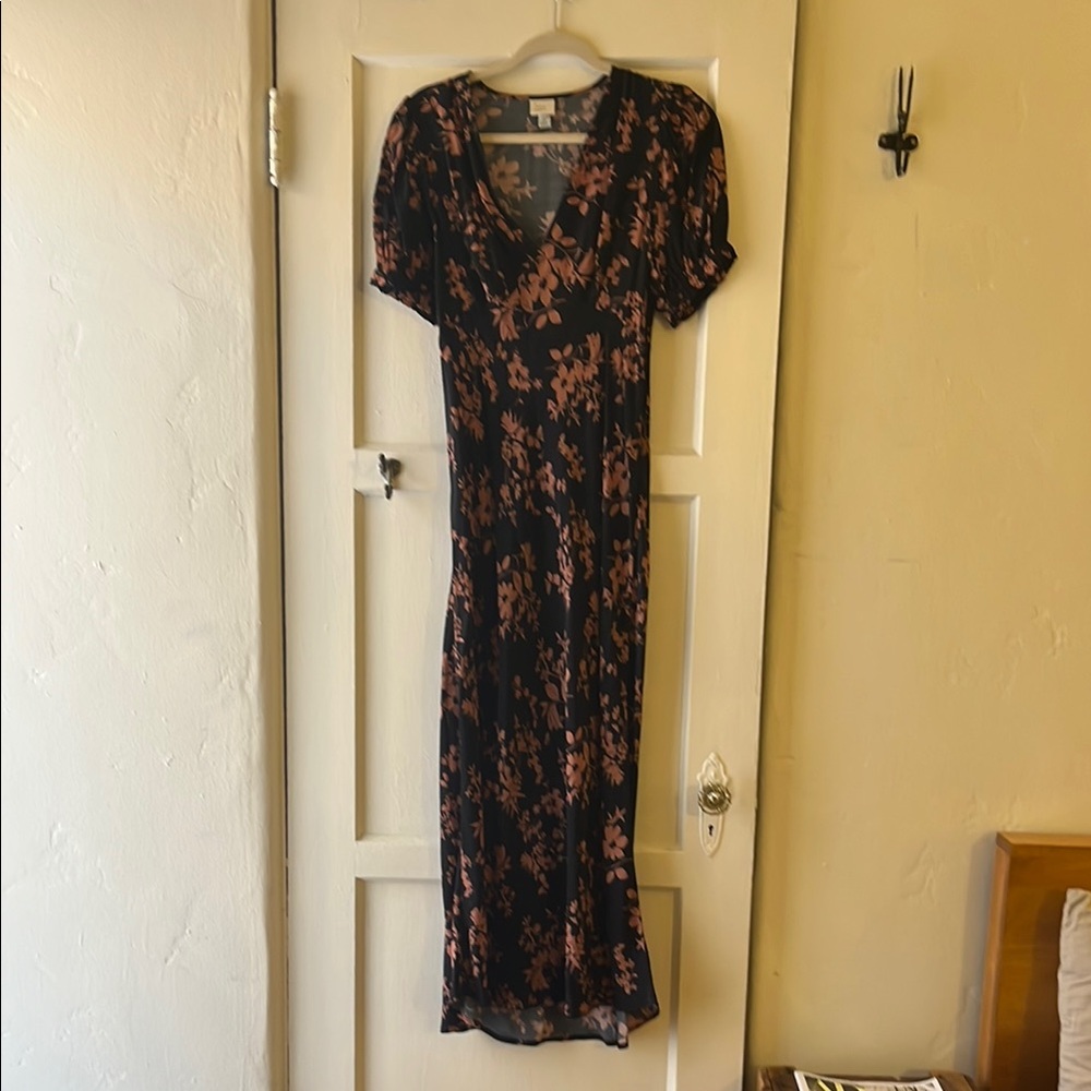 Floral Print Black Dress